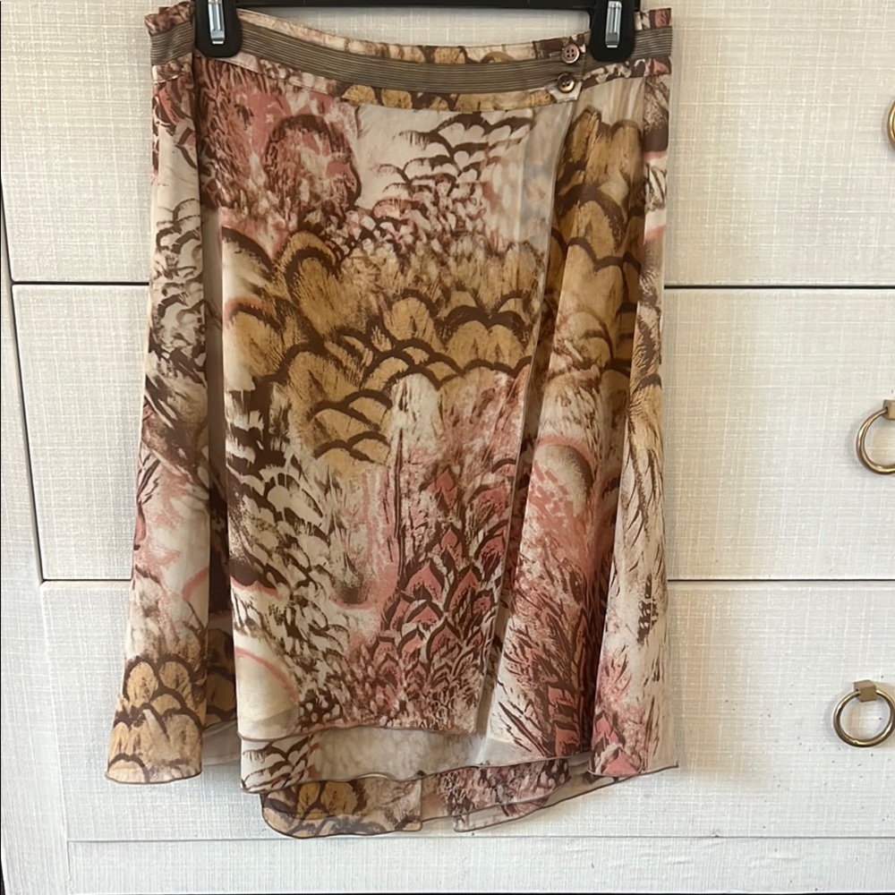 Zenobia Brown and Cream A-Line Knee-Length Skirt